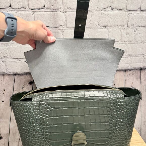 Senreve Green Croc Embossed Dragon Maestra Convertible Bag Large Structured - Picture 5 of 13